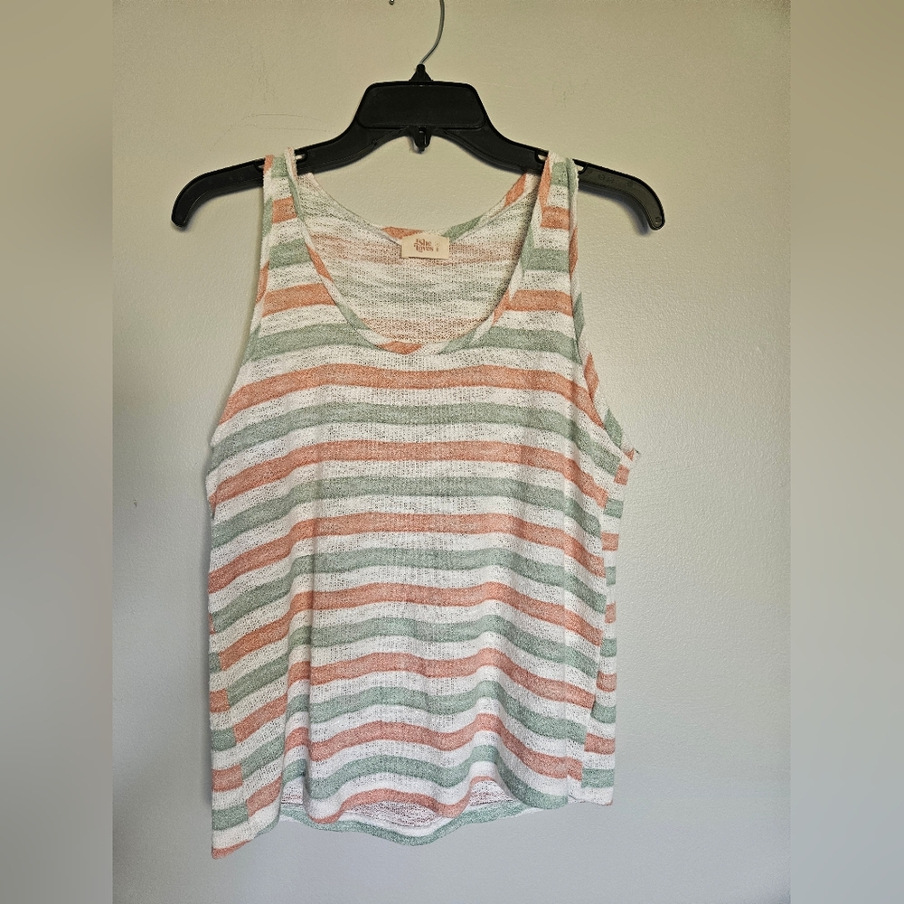 "If she loves" striped sweater tank, L Large burnout